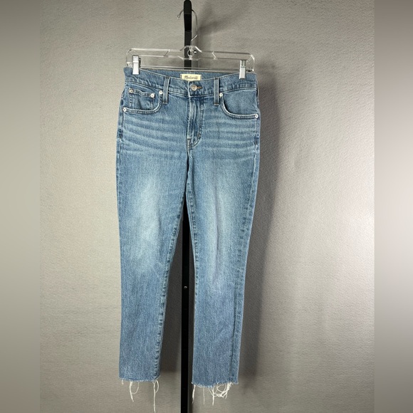 Madewell Perfect Vintage Jeans Womens 26 Blue Mid Rise Raw Hem Denim - Picture 1 of 11